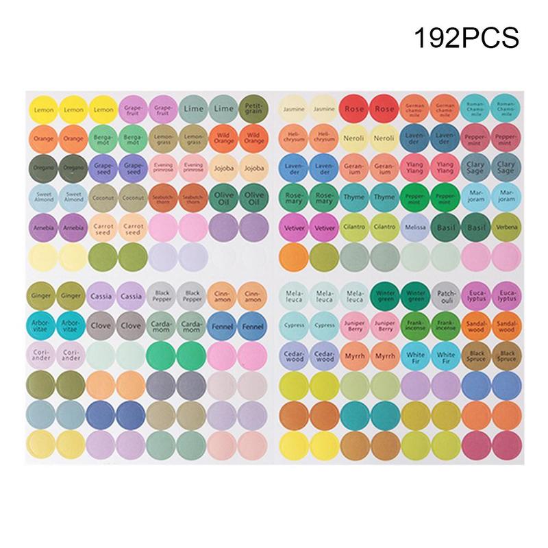 13mm round bottle cap with colorful polka dot label for essential oil bottles. Self-adhesive essential oil sticker.